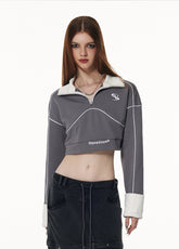 Vone sheeE-Women's waistless sports wind lapel short bodysuit spring and autumn